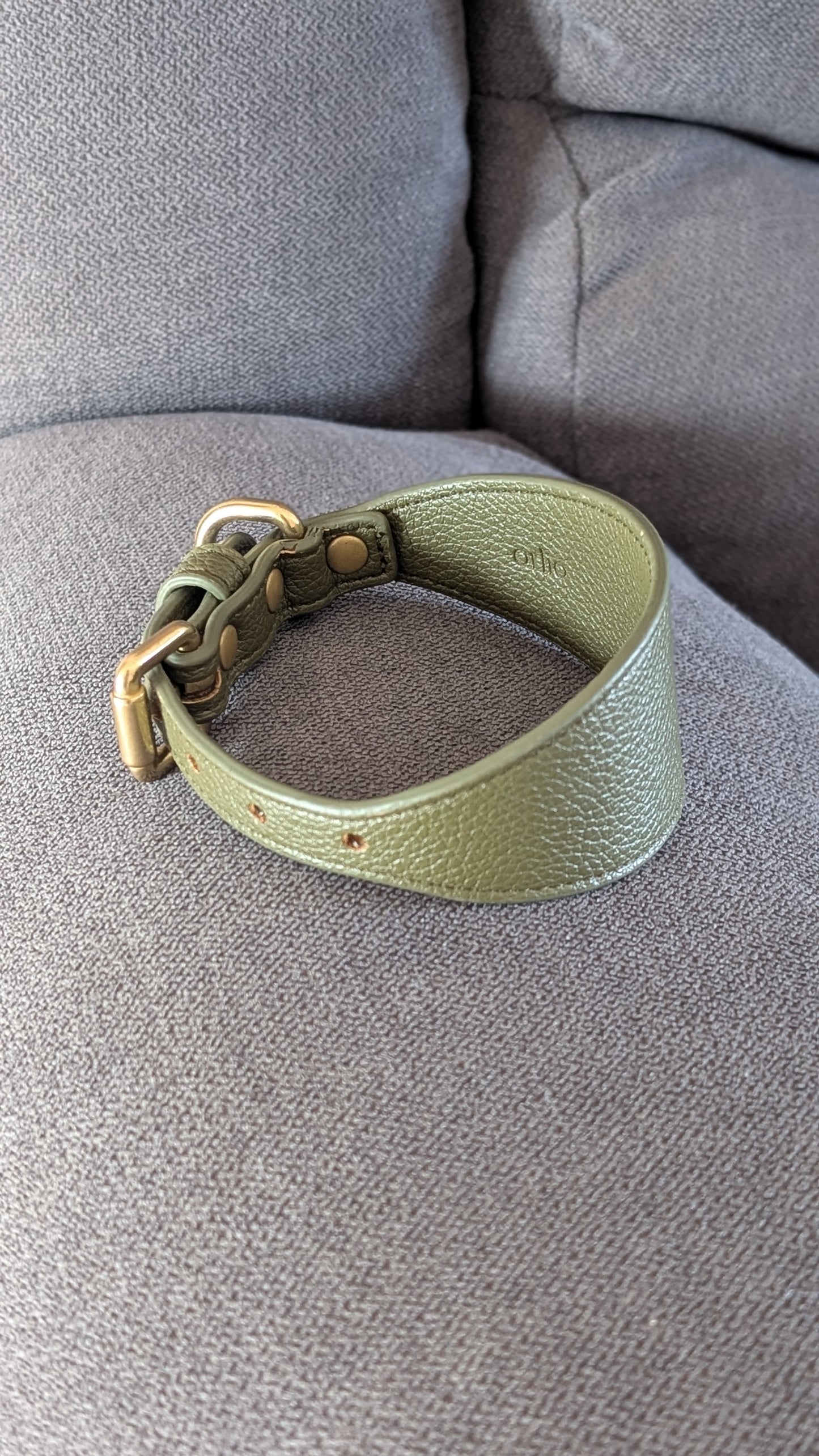 Leather Collar Olive Green